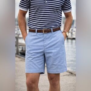 Brooks Brothers Mens Oxford Cloth Shorts Sz 34 Blue Flat Front Preppy Yacht Club